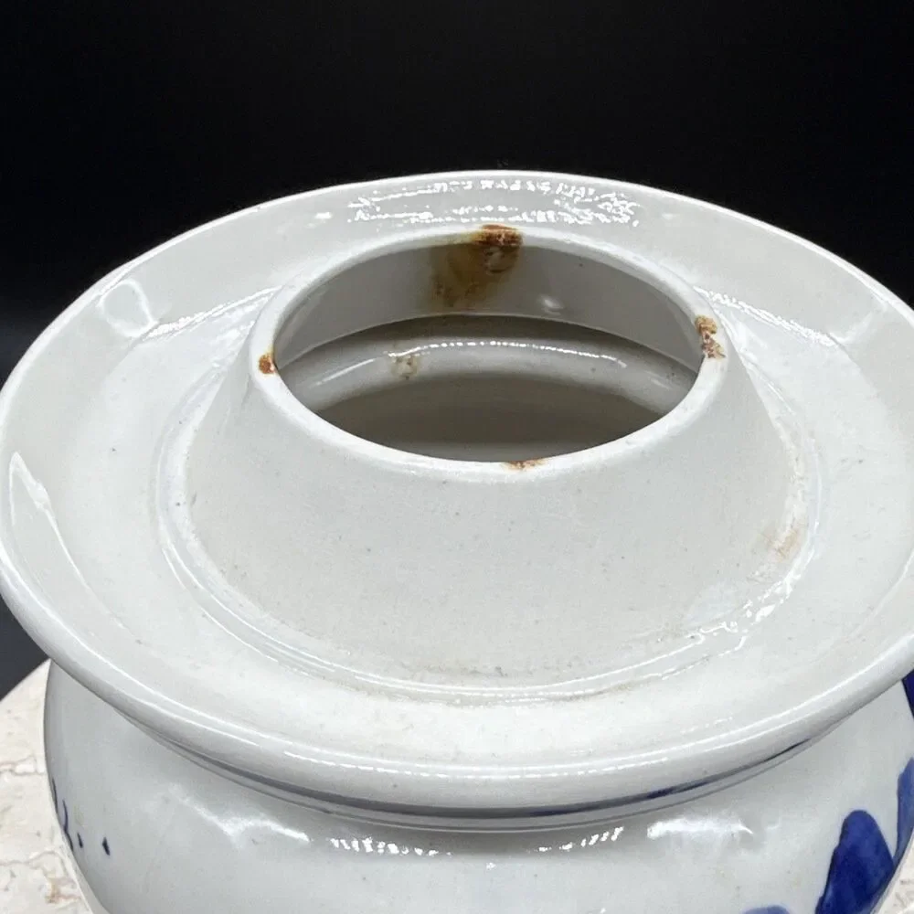 Chinese Blue & White Jar/Vase Mountain Landscape, Made in PRC